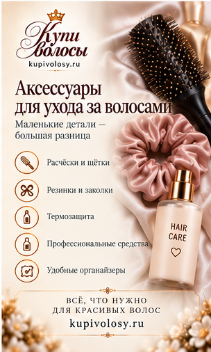 Иллюстрация к статье «Аксессуары для ухода за волосами: что действительно пригодится дома» — вариант 1