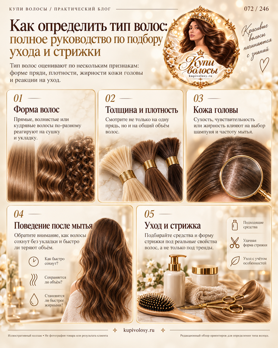 Иллюстрация к статье «Как определить тип волос: форма, толщина, густота и состояние кожи»
