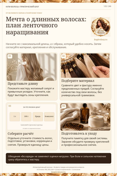 Иллюстрация к статье «Ленточное наращивание волос: стоит ли пробовать и как подготовиться» — вариант 3
