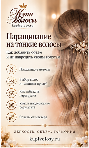 Иллюстрация к статье «Наращивание на тонкие волосы: вопросы о нагрузке важнее названия метода» — вариант 1