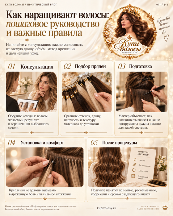 Иллюстрация к статье «Как наращивают волосы: пять этапов, которые стоит обсудить с мастером»