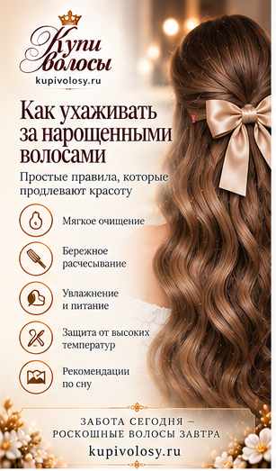 Иллюстрация к статье «Наращённые волосы дома: уход между визитами к мастеру» — вариант 1