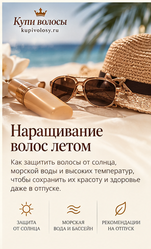 Иллюстрация к статье «Наращивание волос летом: солнце, вода и уход за соединениями»