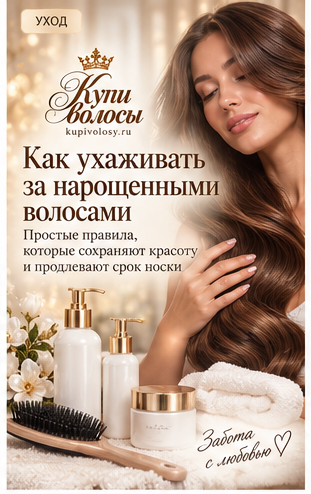 Иллюстрация к статье «Наращённые волосы дома: уход между визитами к мастеру» — вариант 3
