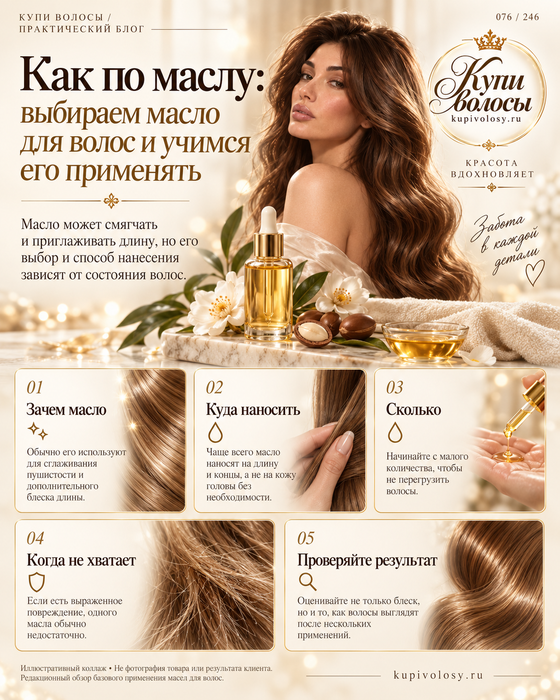 Иллюстрация к статье «Масло для волос: как выбрать задачу и оценить результат»