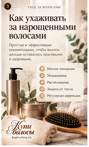Иллюстрация к статье «Наращённые волосы дома: уход между визитами к мастеру» — вариант 4