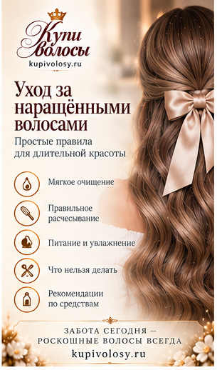 Иллюстрация к статье «Уход за наращёнными волосами: рабочая памятка на каждый день» — вариант 7