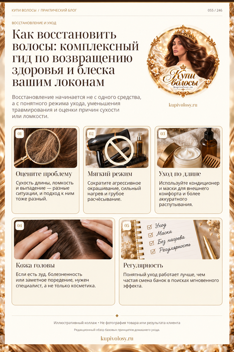 Иллюстрация к статье «Как восстановить волосы: отдельный план для длины, ломкости и кожи»
