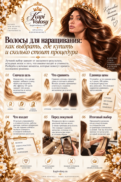 Иллюстрация к статье «Волосы для наращивания: от выбора материала до полного расчёта»