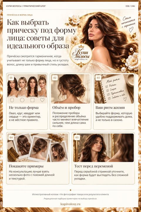 Иллюстрация к статье «Причёска и форма лица: как использовать ориентиры без запретов»