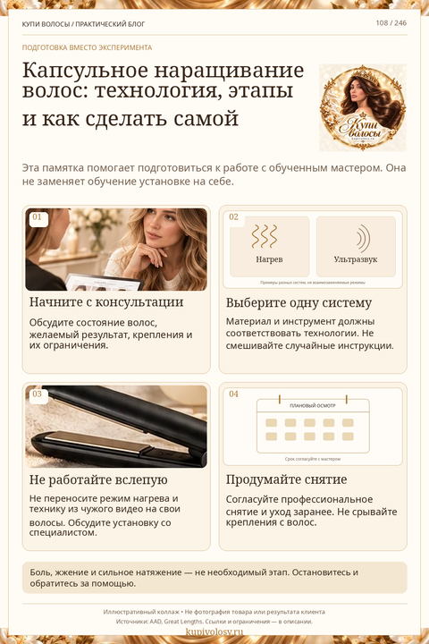 Иллюстрация к статье «Капсульное наращивание самостоятельно: почему инструкция не заменяет подготовку мастера»