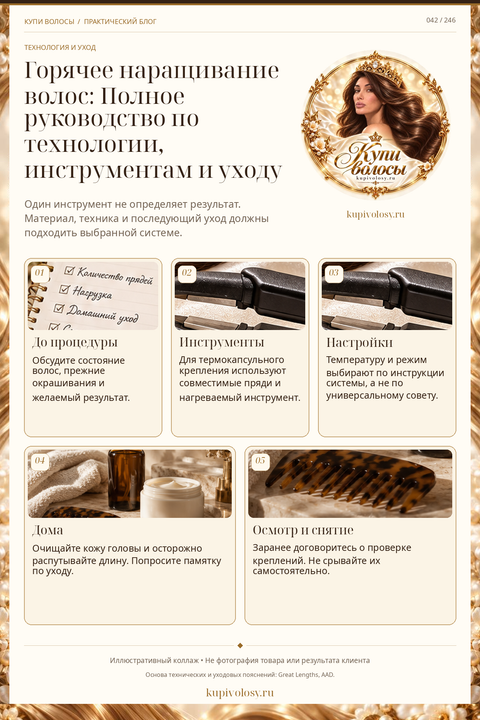 Иллюстрация к статье «Горячее наращивание: технология, инструменты и домашний уход»