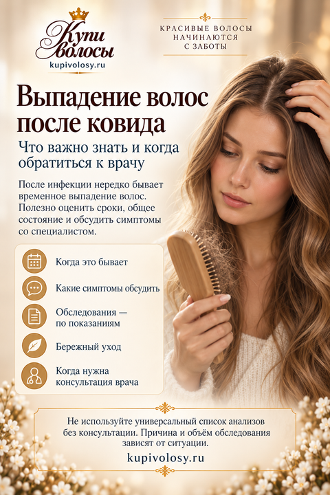 Иллюстрация к статье «Выпадение волос после COVID-19: что известно и когда нужна помощь» — вариант 1