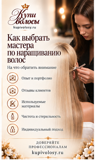 Иллюстрация к статье «Как выбрать мастера по наращиванию волос: проверка до записи» — вариант 1